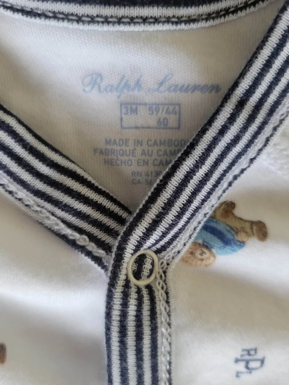 Ralph Lauren Teddy Bear Print  Cotton Footie Coverall Baby 3M